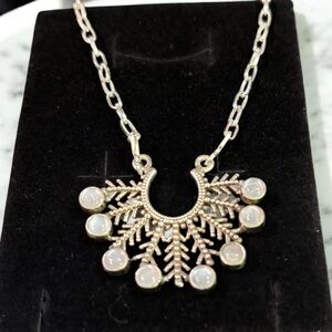 925 Sterling Silver and Gray Moonstone Snowflake Necklace